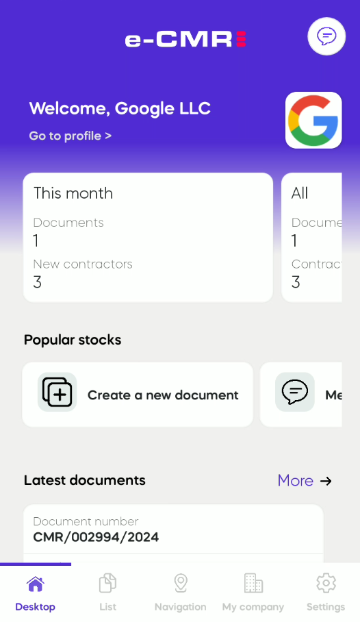 Aplikacja LogMap e-CMR na smartfonie